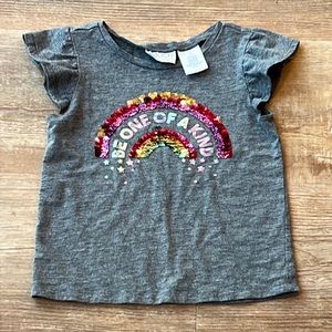 Girls ruffle Tee with rainbow size 7/8 (small)